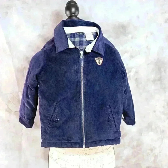 Kids IZOD Size 5 navy blue 100% Cotton corduroy jacket flannel lining, pockets - Picture 2 of 11